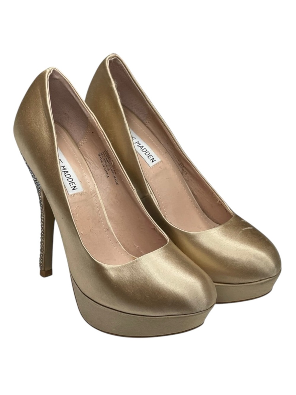 Steve Madden ☀︎︎ Partyy-R Glitter Crystal Platform Stilettos Pumps ☀︎︎ Champagne - Picture 11 of 16